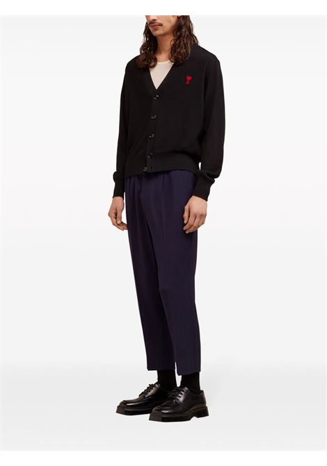 Cardigan con ricamo in nero - AMI uomo AMI PARIS | BFHKC111KN0025001